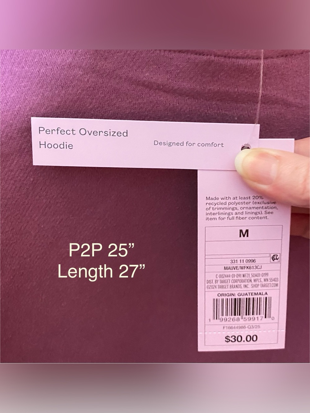 NWT Wild Fable Mauve Pink Sleep Dept Cozy Oversized Hoodie Sweatshirt M - Picture 10 of 10